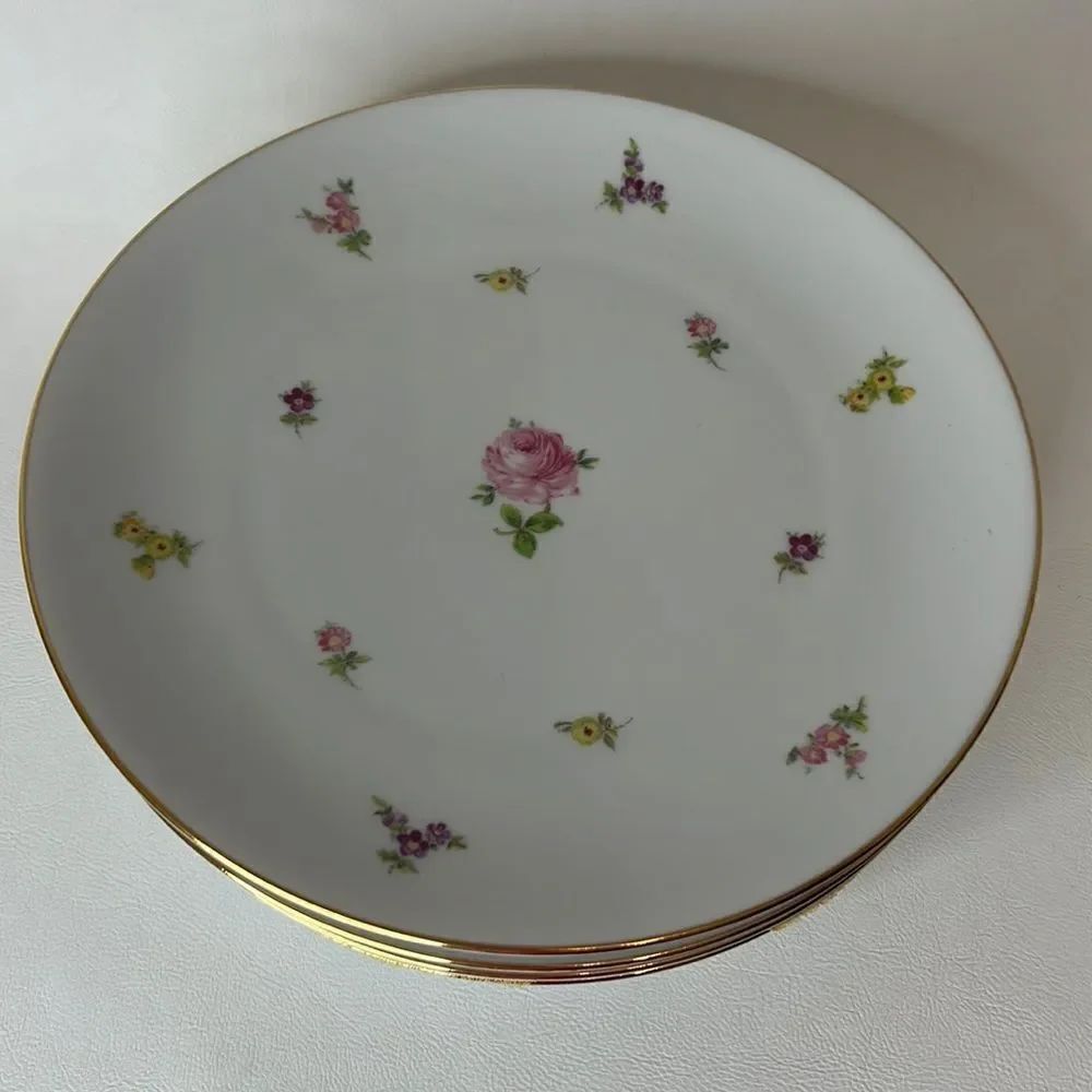 Johann Haviland Dessert Plates Gold Trimmed Bavaria Germany 7 1/2 In Round Set 5